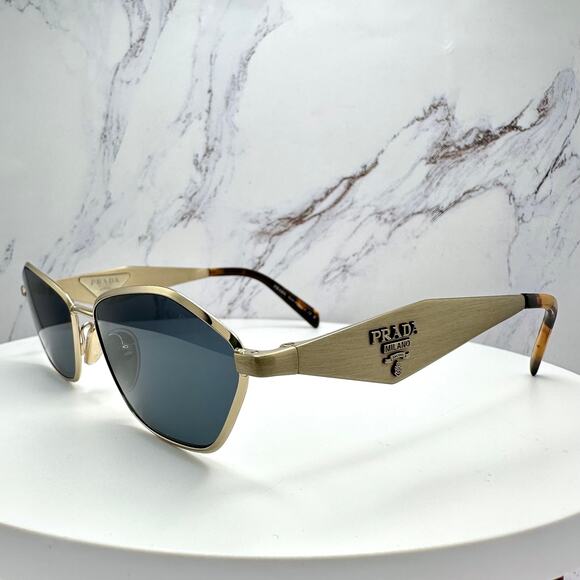 New PRADA Sunglasses Gold Metal 3D Logo Aviator Cat Eye main image 11